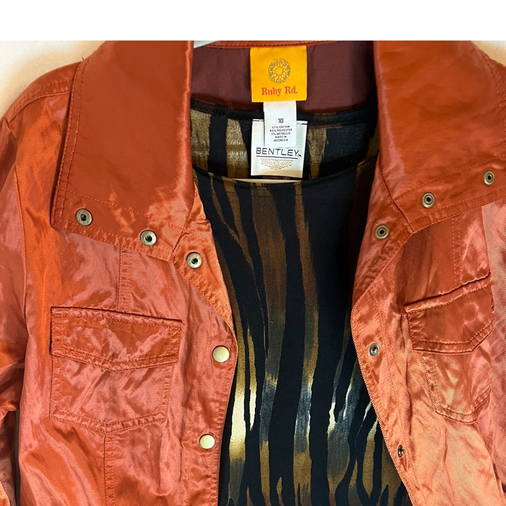 Ruby Rd Rustic Bronze Metallic Jacket Size 10 - image 6